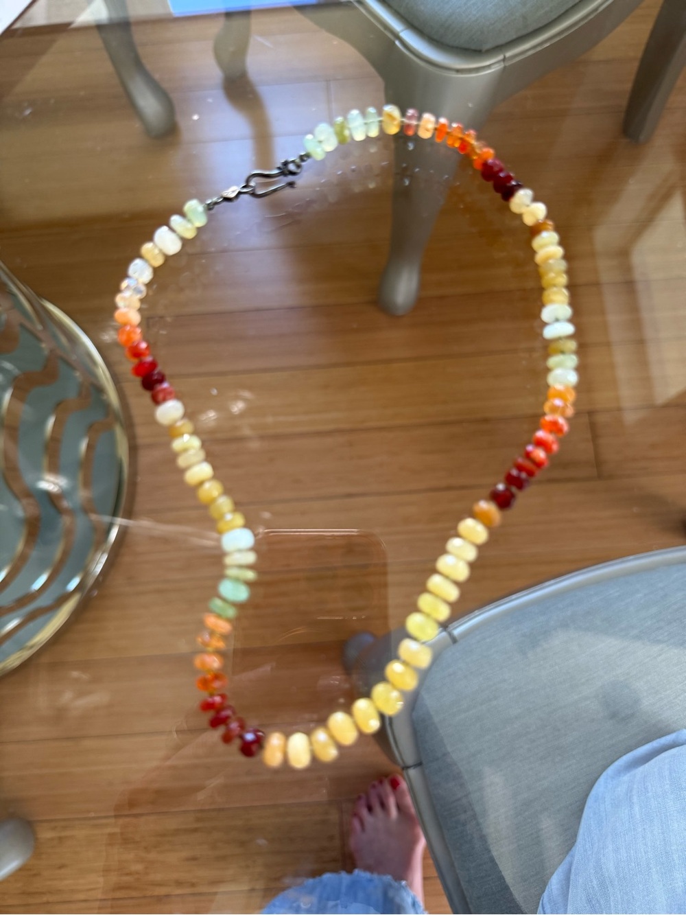 Chan Luu Multicolor Beaded Necklace in Red, Orange, Yellow & Green